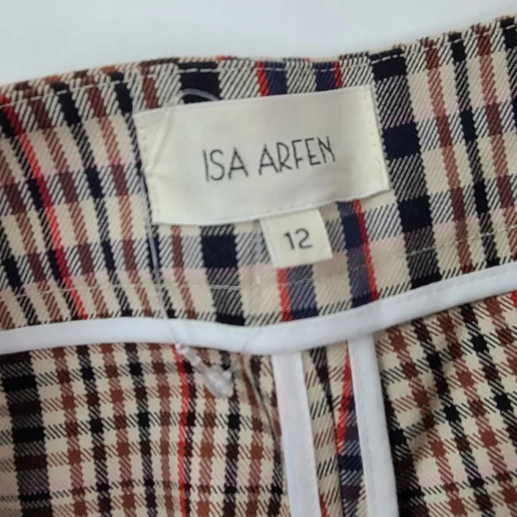ISA ARFEN Plaid Classic Ankle Crop Pants - 12 - Picture 6 of 7